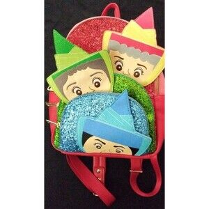 Loungefly Disney Sleeping Beauty Flora Fauna Merryweather Glitter Backpack